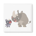 Cute Cartoon Rhino Baby & Big Rhino Magnet