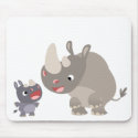Cute Cartoon Rhino Baby & Big Rhino Mousepad mousepad