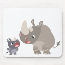 Cute Cartoon Rhino Baby & Big Rhino Mousepad by Lioness_Graphics Cute Cartoon Rhino Baby & Big Rhino Mousepad