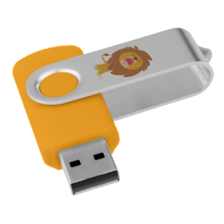 Cute Cartoon Roaring Lion USB Drive Swivel Swivel USB 2.0 Flash Drive