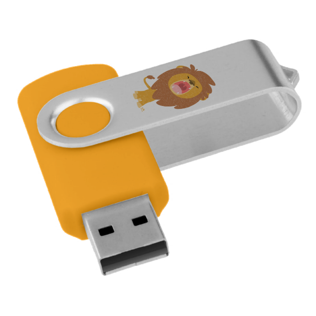 Cute Cartoon Roaring Lion USB Drive Swivel Swivel USB 2.0 Flash Drive