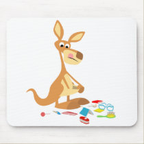 Cute Cartoon Rummaging Kangaroo Mousepad by Lioness_Graphics Cute Cartoon Rummaging Kangaroo Mousepad
