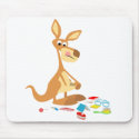 Canguru Rummaging Mousepad dos desenhos animados b
