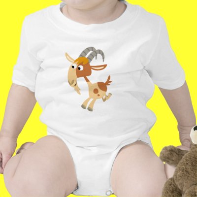 Cute Cartoon Running Goat Baby Apparel Tee Shirt by Lioness_Graphics