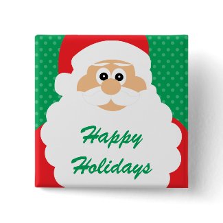 Cute Cartoon Santa Christmas Greetings Pinback Buttons