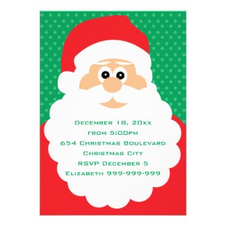 Cute Cartoon Santa Christmas Party Custom Invitations
