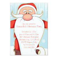 Cute Cartoon Santa with Long Beard Christmas Party 5x7 Paper Invitation Card