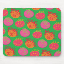 Cute Cartoon Scribbles Fun Silly Bubblegum Heads Mousepad