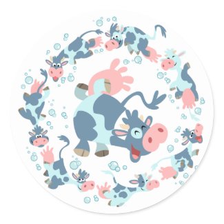 Cute Cartoon Sea Cows sticker sticker
