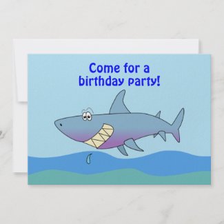 Cute Cartoon Shark Birthday Invitations Template