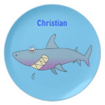 Cute Cartoon Shark Personalized Kids Dinner Plate