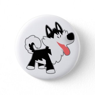 Cute Cartoon Siberian Husky Button Badge button