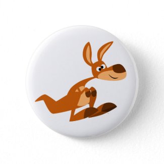 Cute Cartoon Silly Kangaroo Button Badge button