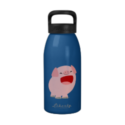Cute Cartoon Singing Pig 16oz Water Bottle