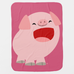 Cute Cartoon Singing Pig Baby Blanket