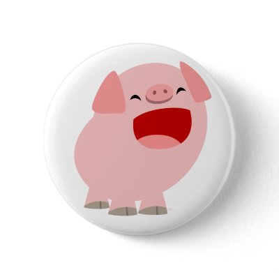 Cute Cartoon Singing Pig Button Badge by Lioness_Graphics