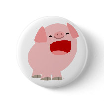 Cute Cartoon Singing Pig Button Badge by Lioness_Graphics Cute Cartoon Singing Pig Button Badge