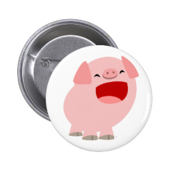 Cute Cartoon Singing Pig Button Badge