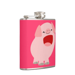 Cute Cartoon Singing Pig Hip Flask