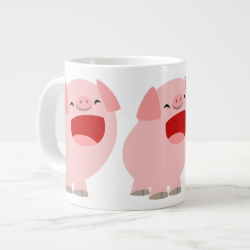 Cute Cartoon Singing Pig Jumbo Mug