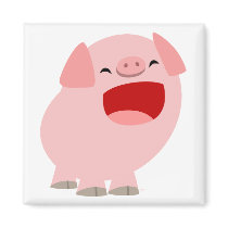 Cute Cartoon Singing Pig Magnet by Lioness_Graphics Cute Cartoon Singing Pig Magnet