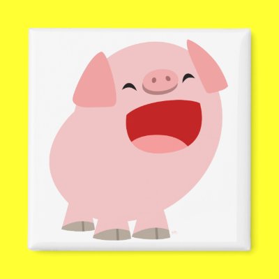 Cute Cartoon Singing Pig Magnet by Lioness_Graphics
