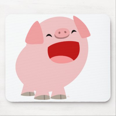 Cute Cartoon Singing Pig Mousepad by Lioness_Graphics