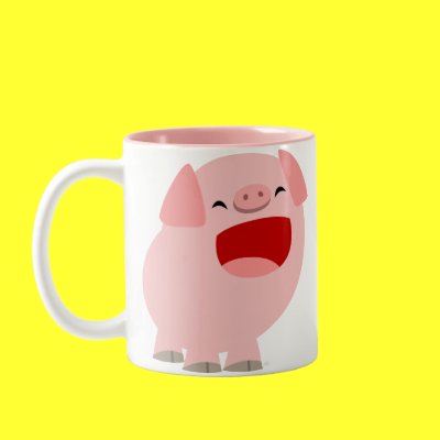 Cute Cartoon Singing Pig Mug by Lioness_Graphics