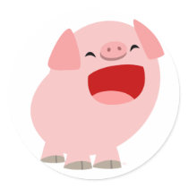 Cute Cartoon Singing Pig Sticker by Lioness_Graphics Cute Cartoon Singing Pig Sticker