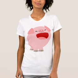 Cute Cartoon Singing Pig Women T-Shirt