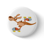 Cute Cartoon Skating Kangaroo Button Badge