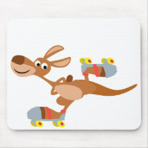 Cute Cartoon Skating Kangaroo Mousepad by Lioness_Graphics Cute Cartoon Skating Kangaroo Mousepad