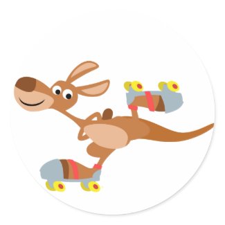 Cute Cartoon Skating Kangaroo Sticker sticker