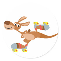 Cute Cartoon Skating Kangaroo Sticker