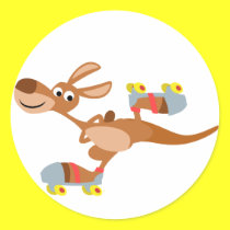 Nette Karikatur-eislaufenkänguruh-Aufkleber sticker