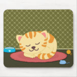 Cute cartoon sleeping kitty cat fun mousepad