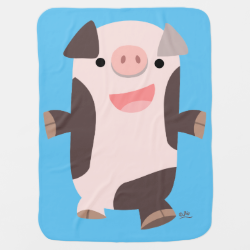Cute Cartoon Smiling Pig Baby Blanket