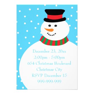 Cute Cartoon Snowman Kids Christmas Party Custom Announcements