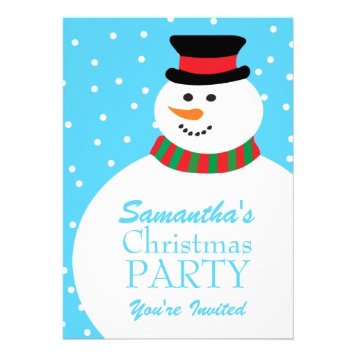 Cute Cartoon Snowman Kids Christmas Party Custom Announcements