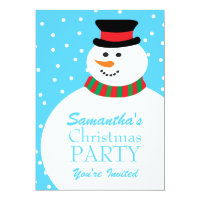 Cute Cartoon Snowman Kids Christmas Party 5x7 Paper Invitation Card