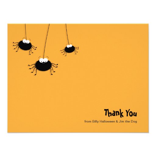 Cute Cartoon Spiders Flat Thank You Note Announcement
