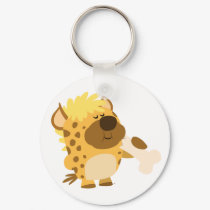 Cute Cartoon Spotted Hyena Crushing a Bone Keyring keychains by Lioness_Graphics Cute Cartoon Spotted Hyena Crushing a Bone Keyring keychains