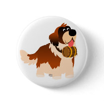 Cute Cartoon St Bernard Button Badge