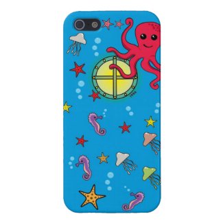 Cute Cartoon Submarine and Sea Animal (Outside)