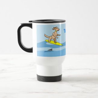 Cute Cartoon Surfing Dog and Waves Personalized