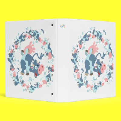 Cute Cartoon Swimming Cows Avery Binder by Lioness_Graphics