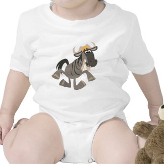 Cute Cartoon Tap Dancing Wildebeest Baby Onesie zazzle_shirt