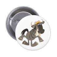 Cute Cartoon Tap Dancing Wildebeest Button Badge