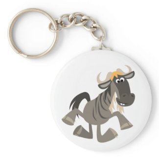 Cute Cartoon Tap Dancing Wildebeest Keychain zazzle_keychain