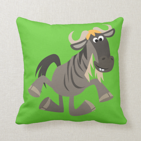 Cute Cartoon Tap Dancing Wildebeest Pillow